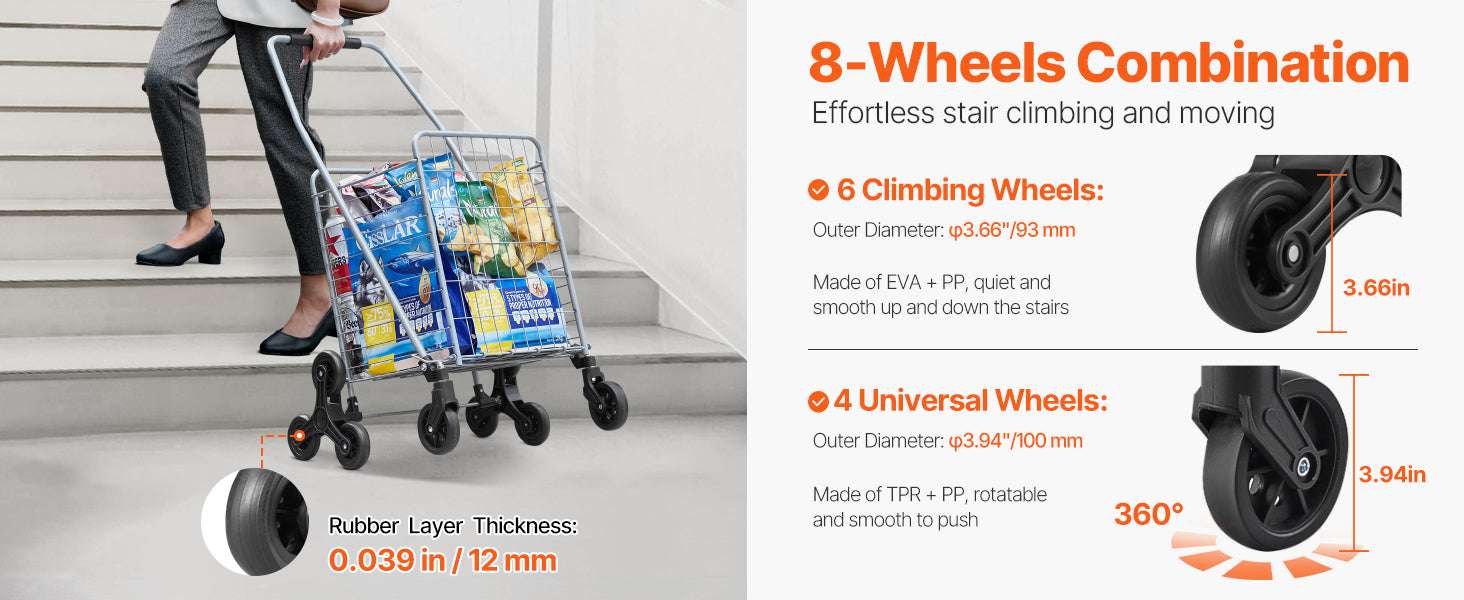 Folding Stair Climbing Cart with 88lb Capacity and 45L Space - Image 9