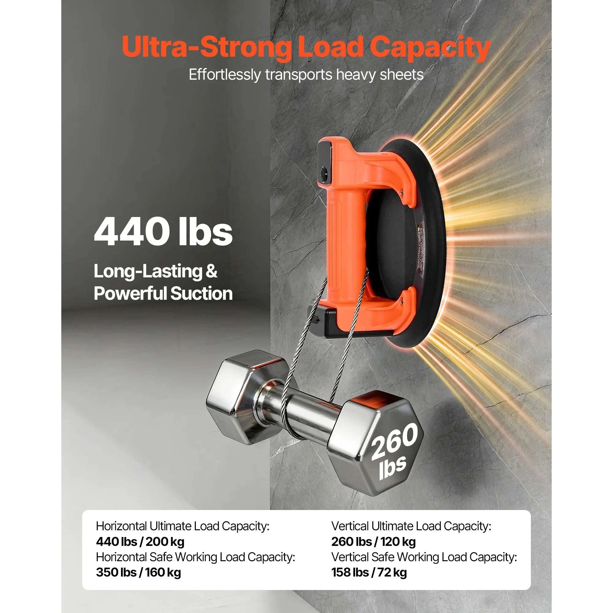 8-Inch Electric Vacuum Suction Cup Lifter 440lb with Display - Image 3