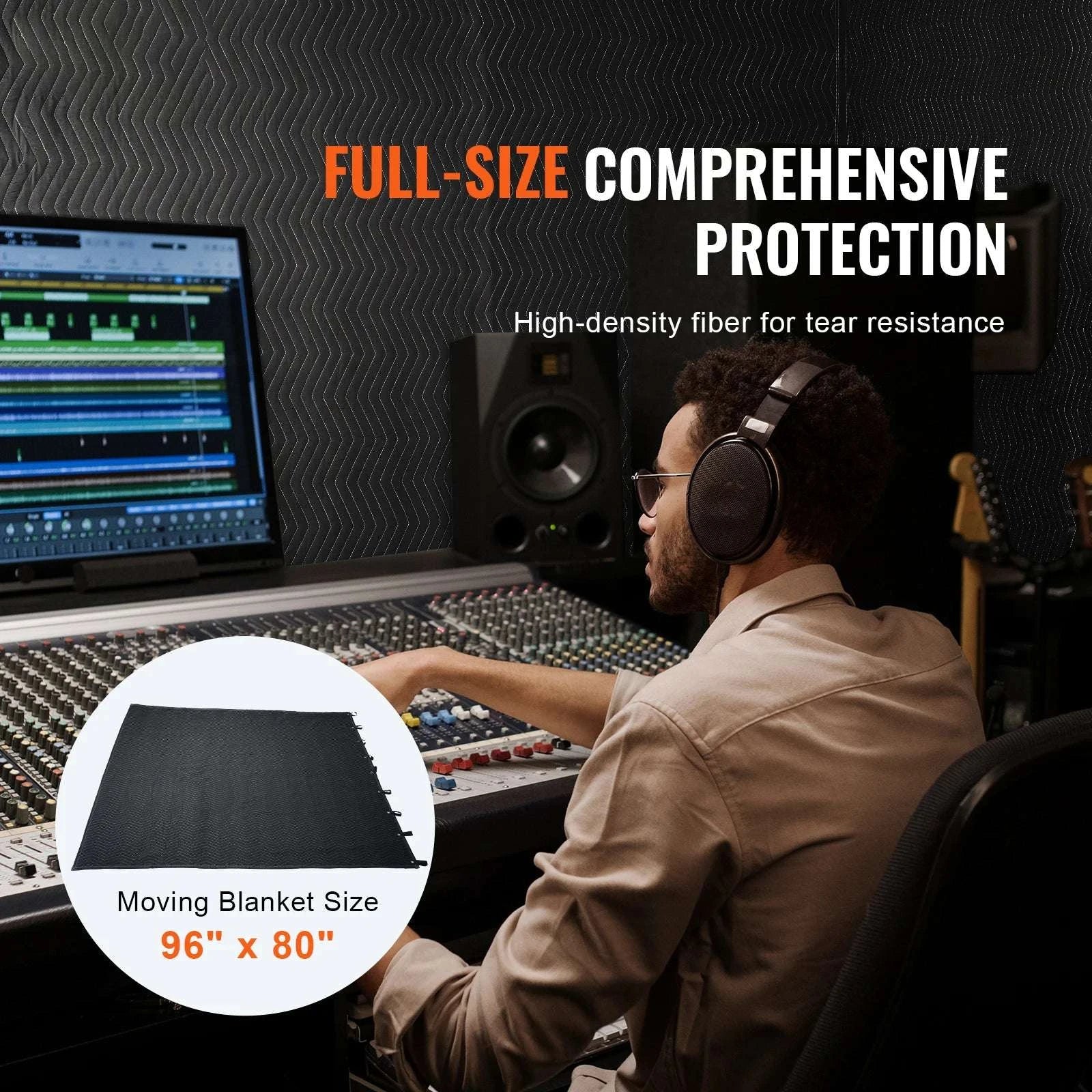 96 x 80 Sound Dampening Blanket with Grommets for Studio & Home - Image 2