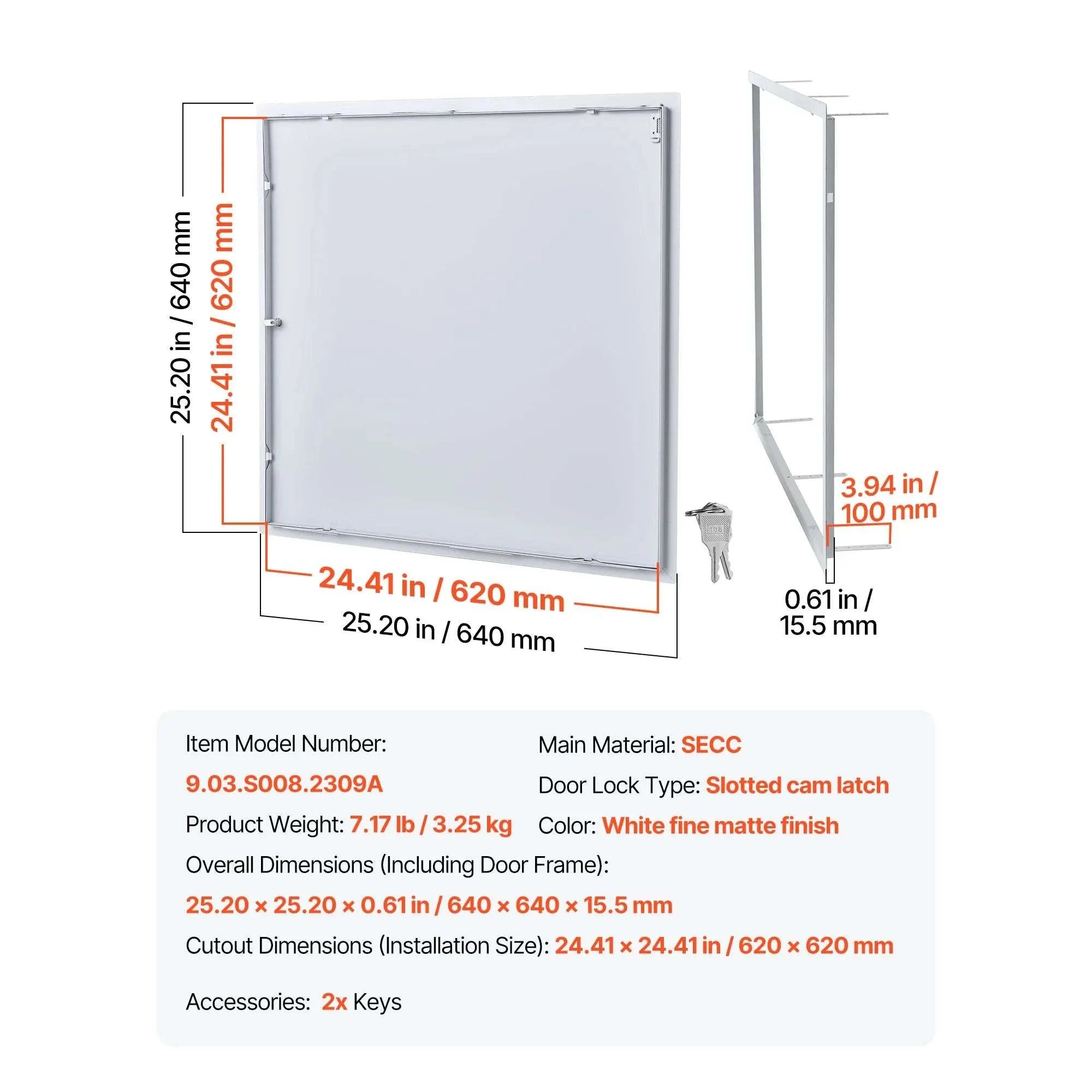 24.4 x 24.4 in Drywall Access Panel with Key Lock Steel Door - Image 18