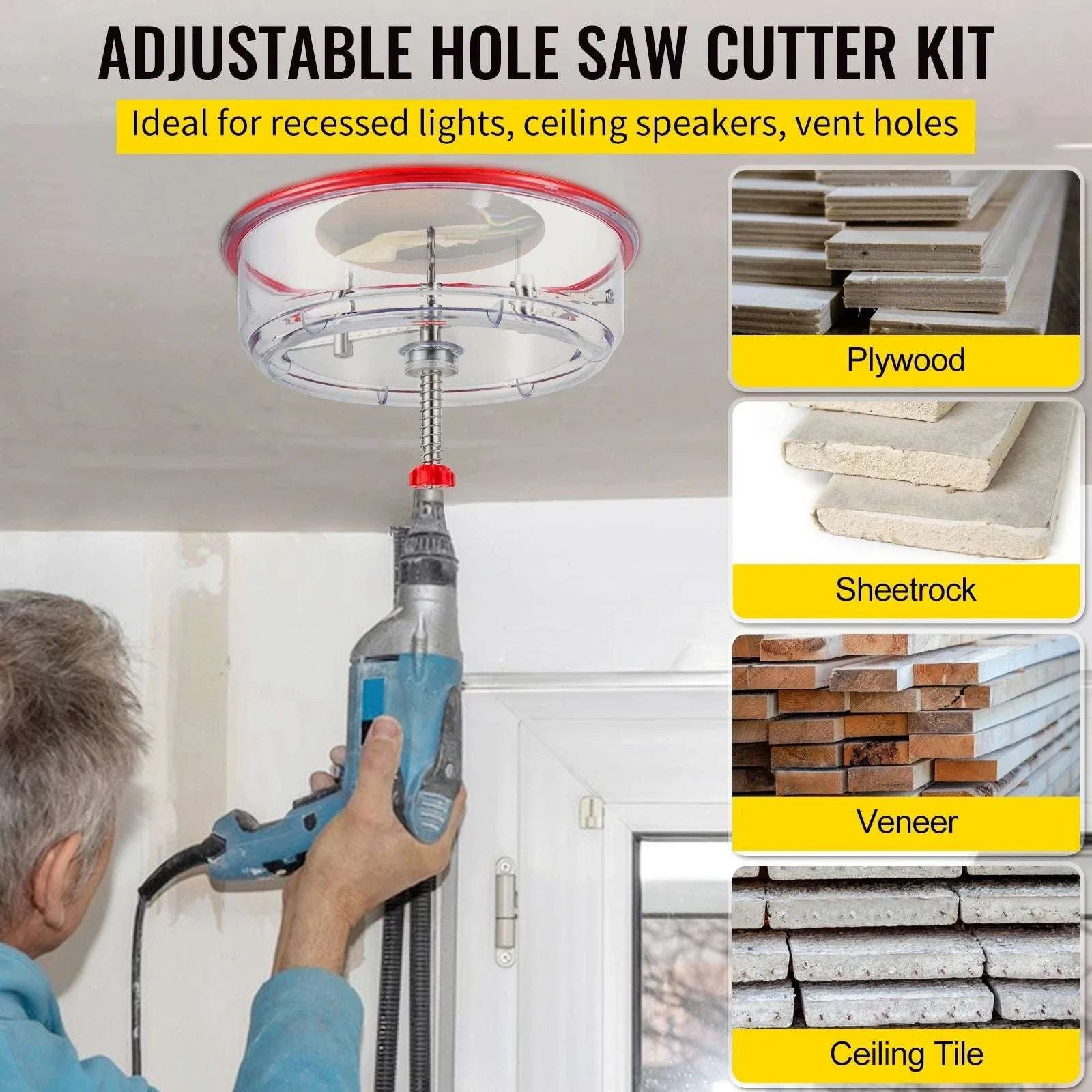 Adjustable Hole Saw Cutter Kit 40–200mm with Dust Shield - Image 2