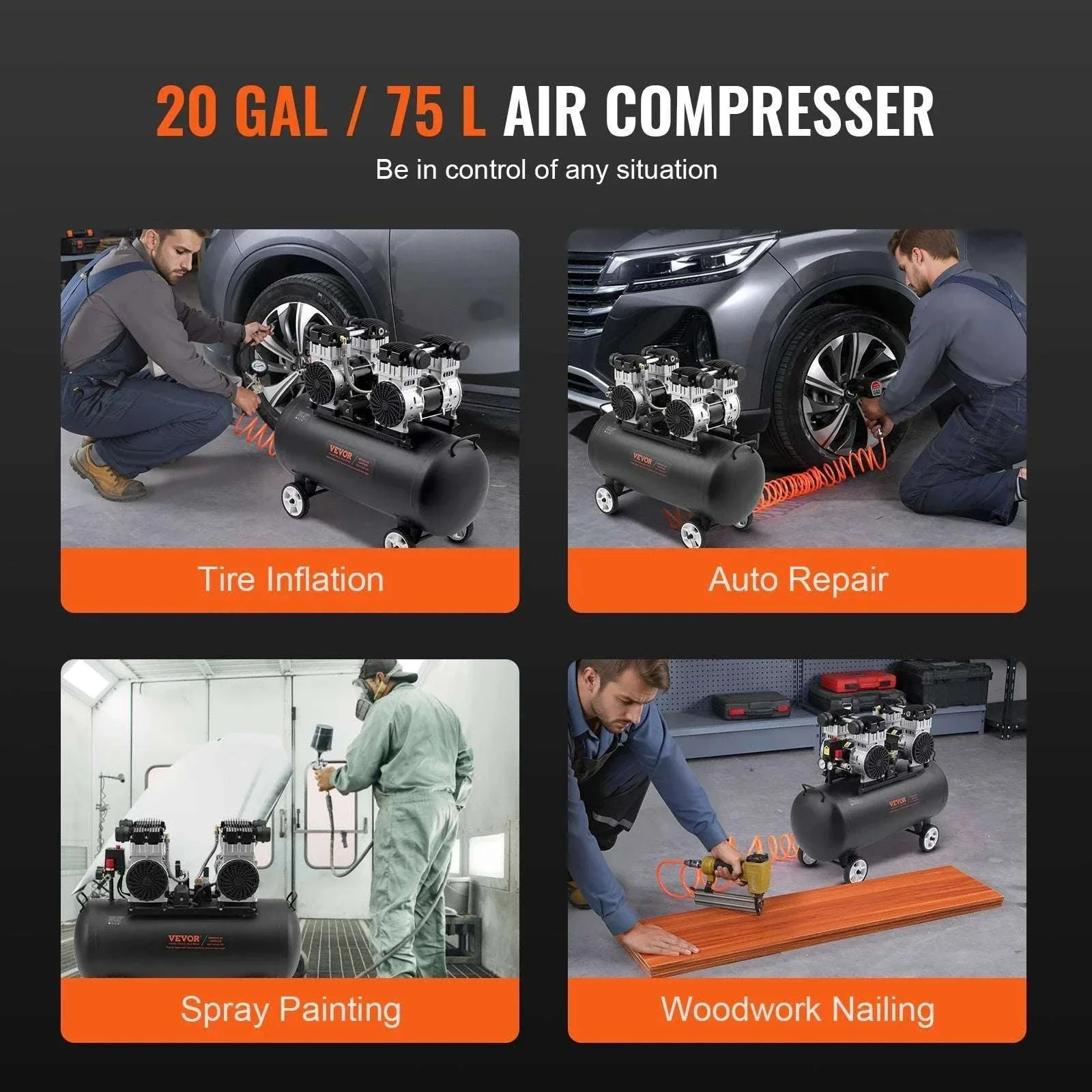Oil-Free Air Compressor Quiet Electric Pump for Tires & Tools - Image 6