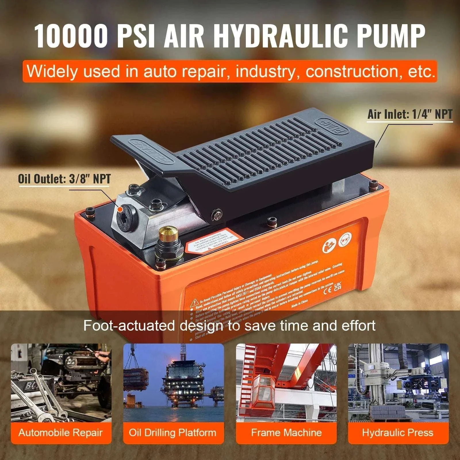 Air Hydraulic Pump 10,000 PSI Foot Pedal with 1.6L Reservoir - Image 6