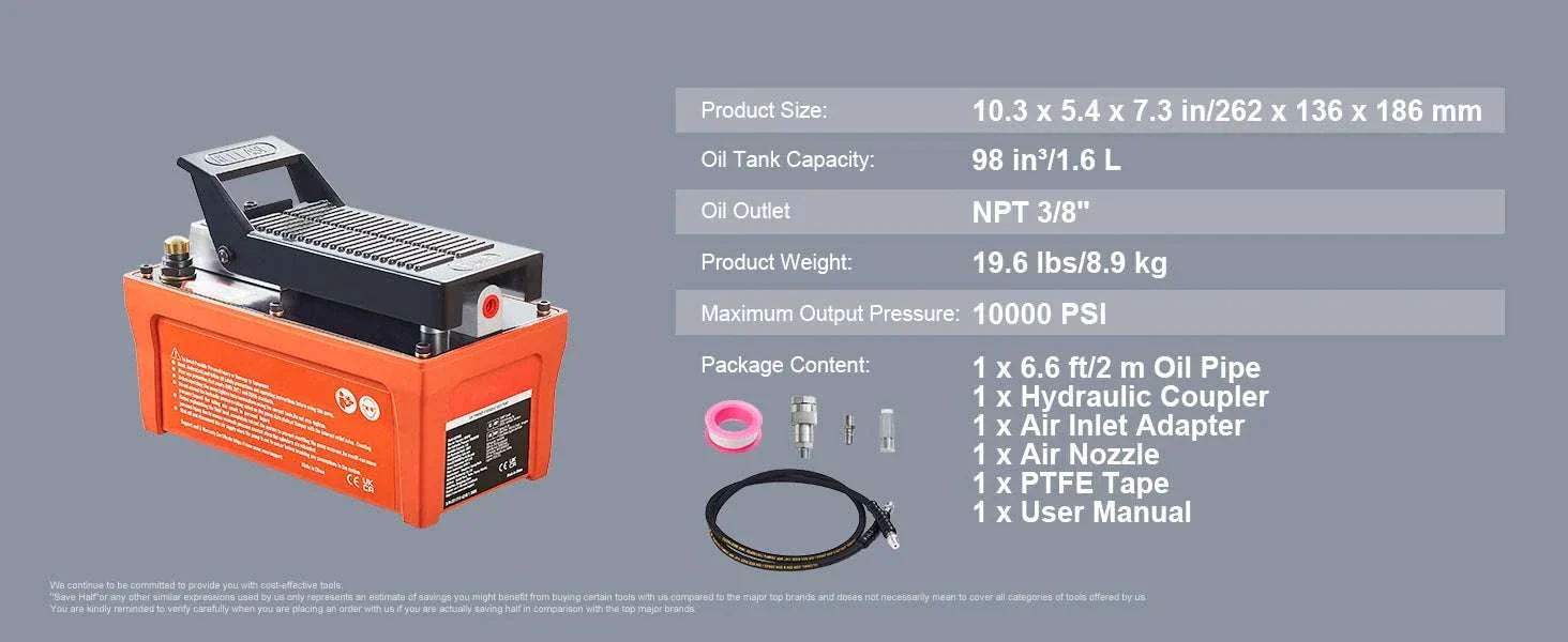 10,000 PSI Air Hydraulic Foot Pump with 1.6L Reservoir - Image 22