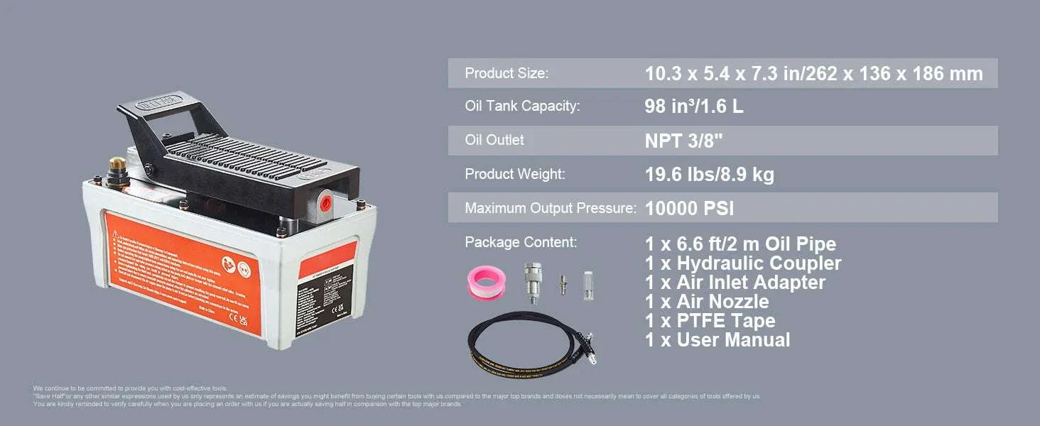10,000 PSI Air Hydraulic Foot Pump with 1.6L Reservoir - Image 23