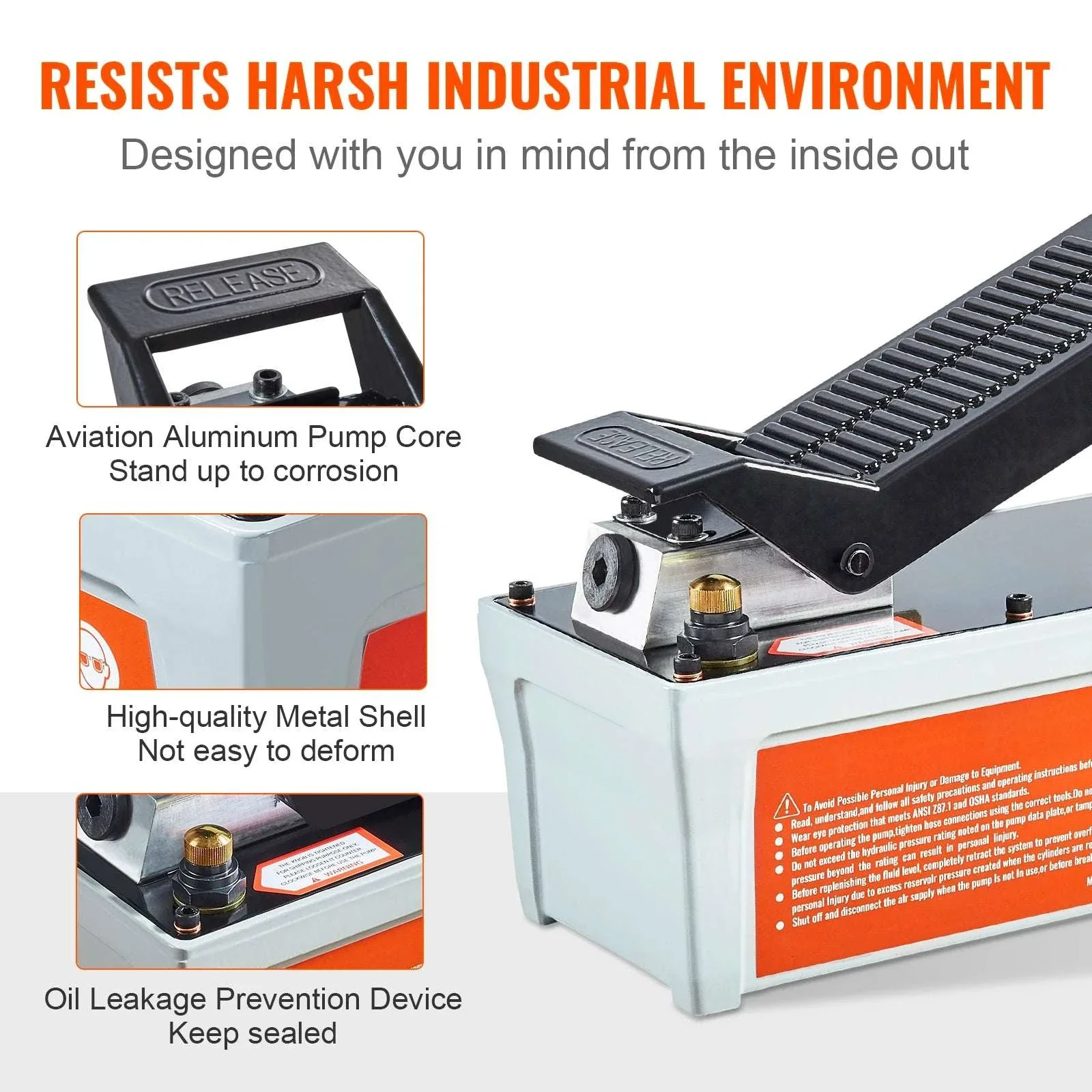 10,000 PSI Air Hydraulic Foot Pump with 1.6L Reservoir - Image 5