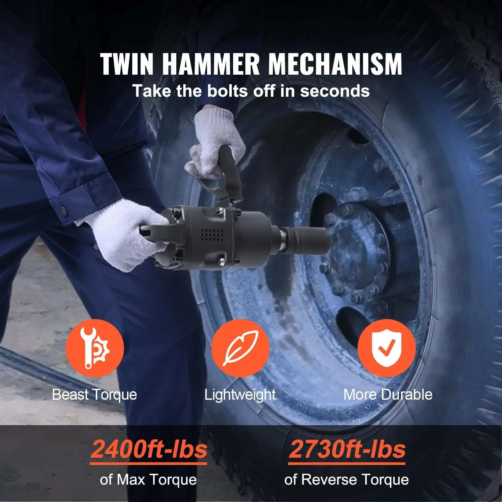 1" Air Impact Wrench 2730 ft-lbs Heavy Duty Pneumatic Gun - Image 2
