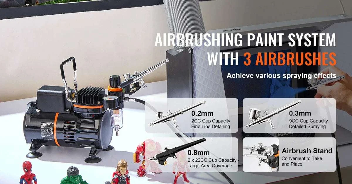 Professional Airbrush Kit with Dual Fan Compressor & 3 Nozzle Sizes - Image 8