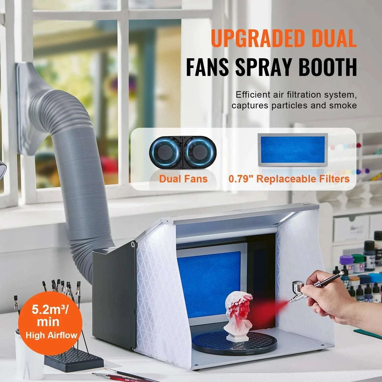 Airbrush Spray Booth Kit with LED Lights & Dual Fan Ventilation - Image 2