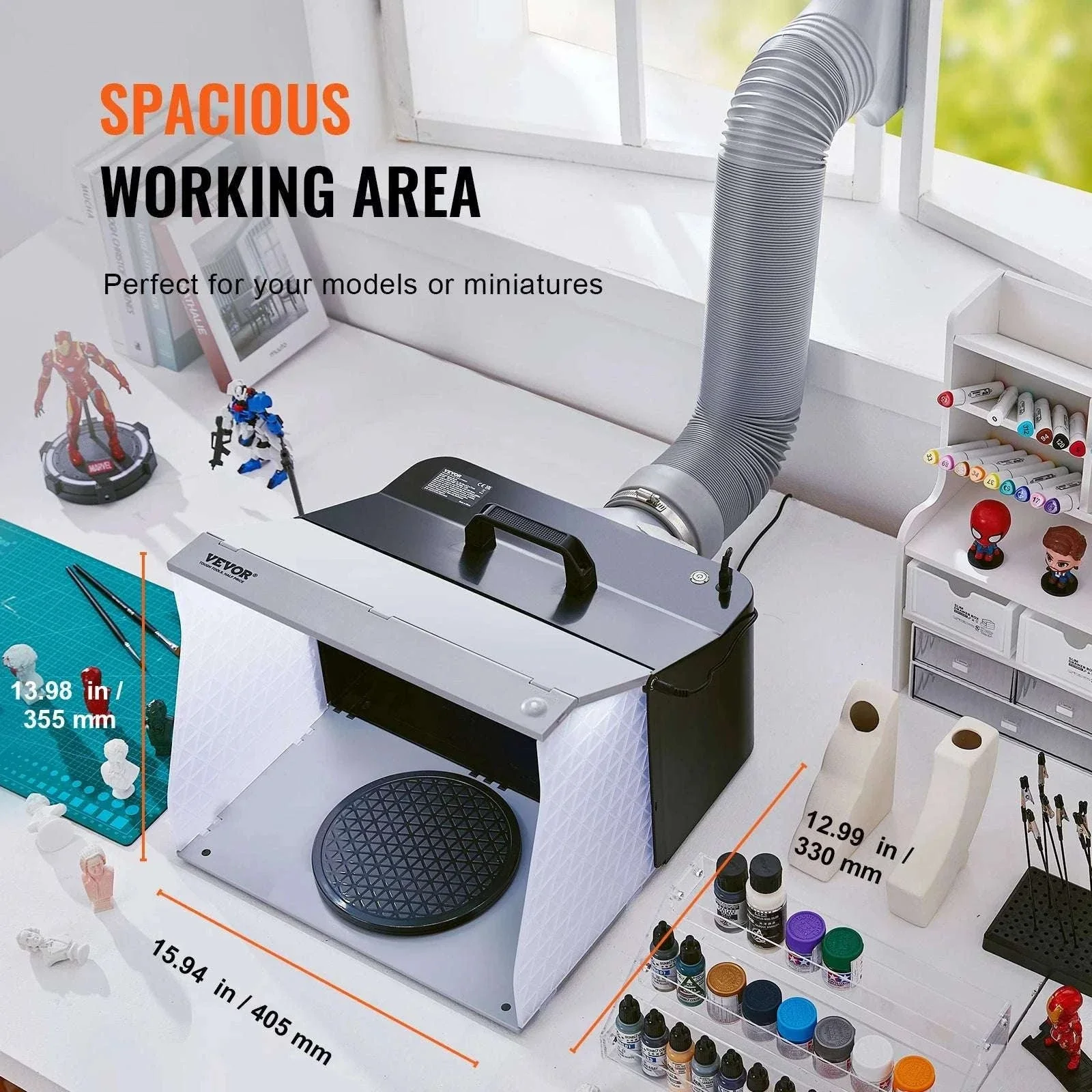 Airbrush Spray Booth Kit with LED Lights & Dual Fan Ventilation - Image 6