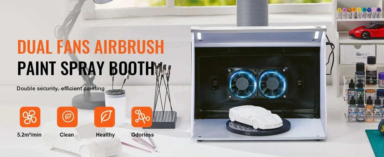 Airbrush Spray Booth Kit with LED Lights & Dual Fan Ventilation - Image 8