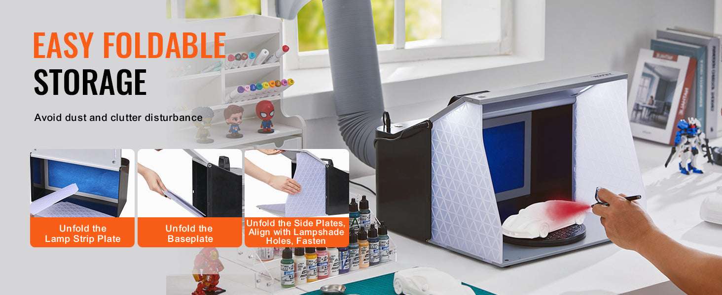 Portable Airbrush Spray Booth with Dual Fans, LED Lights & Hose - Image 11