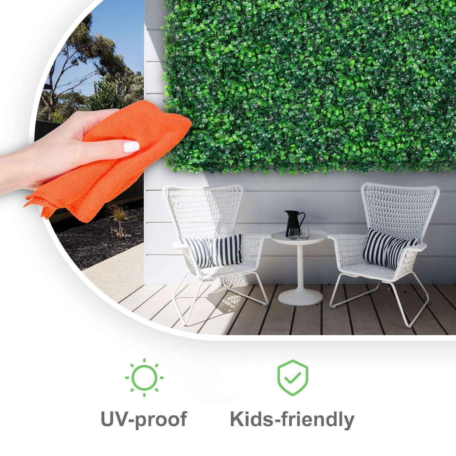 Artificial Boxwood Hedge Wall Panels 24 PCS UV Grass Backdrop - Image 12