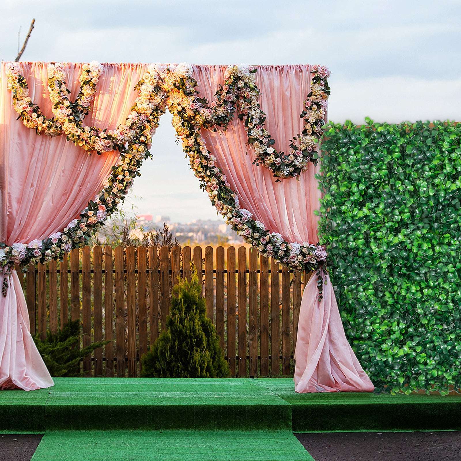 Artificial Boxwood Hedge Wall Panels 24 PCS UV Grass Backdrop - Image 16
