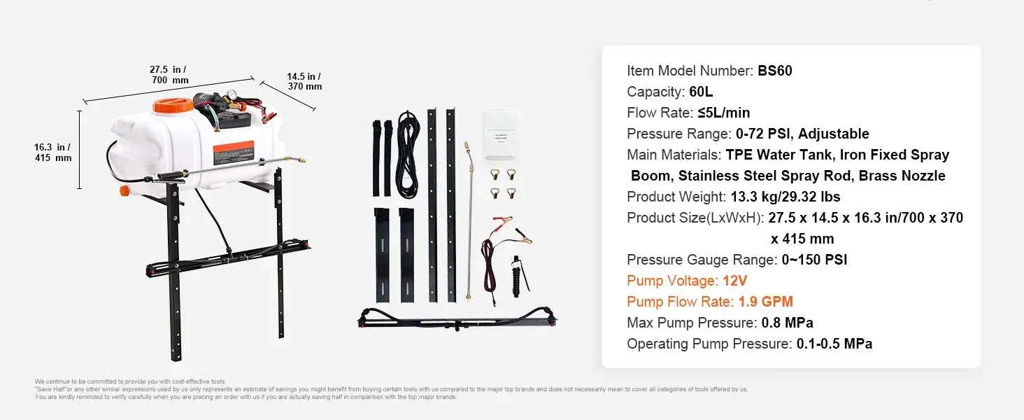 ATV Spot Sprayer 60L with Adjustable Boom & 12V Pump - Image 13