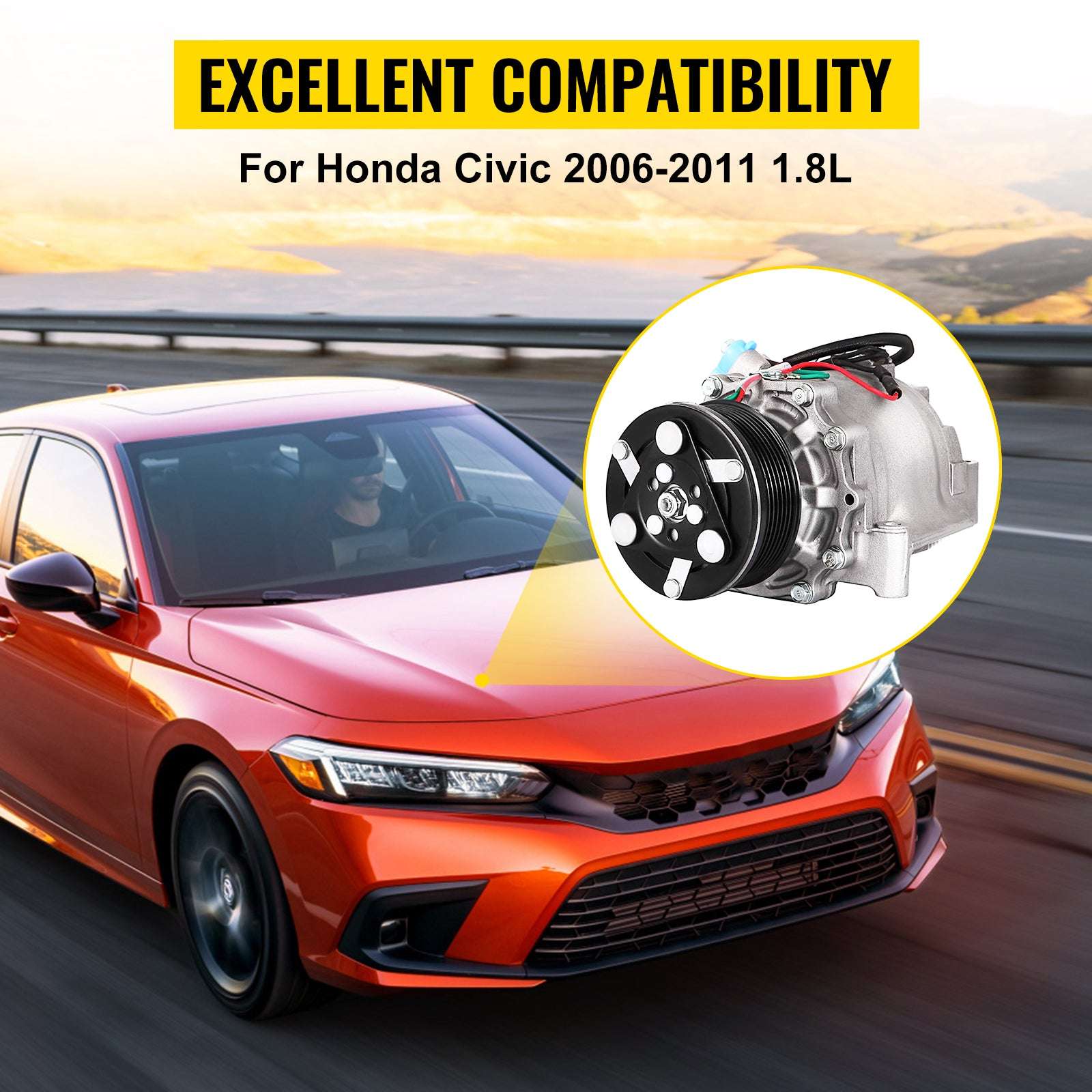 AC Compressor for Honda Civic 2006–2011 1.8L with Clutch - Image 9