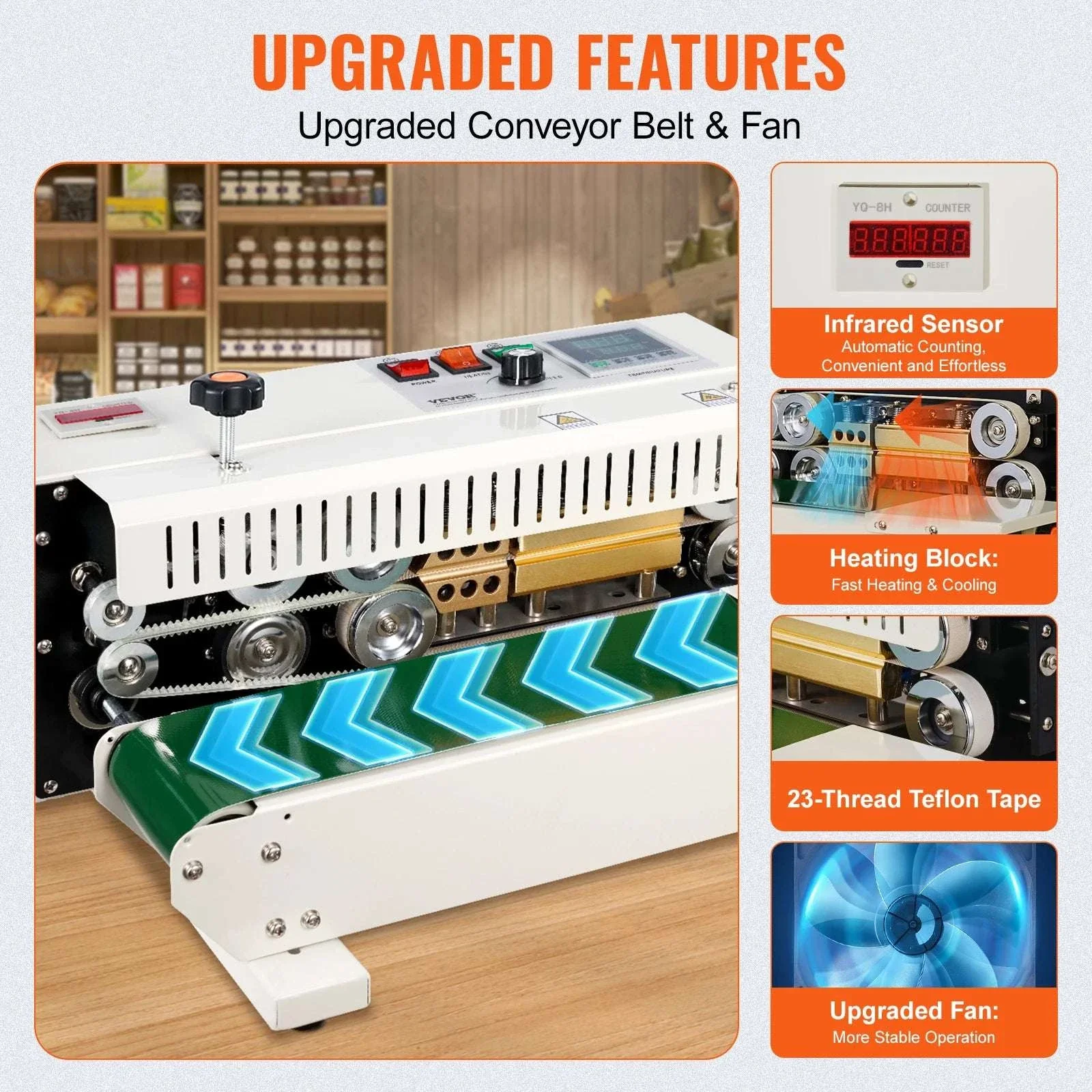 Continuous Band Sealer Machine with Count Function for Plastic Bags - Image 4
