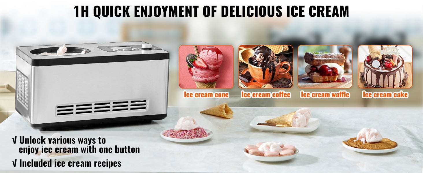 2QT Automatic Ice Cream Maker with Compressor, No Pre-Freezing - Image 9