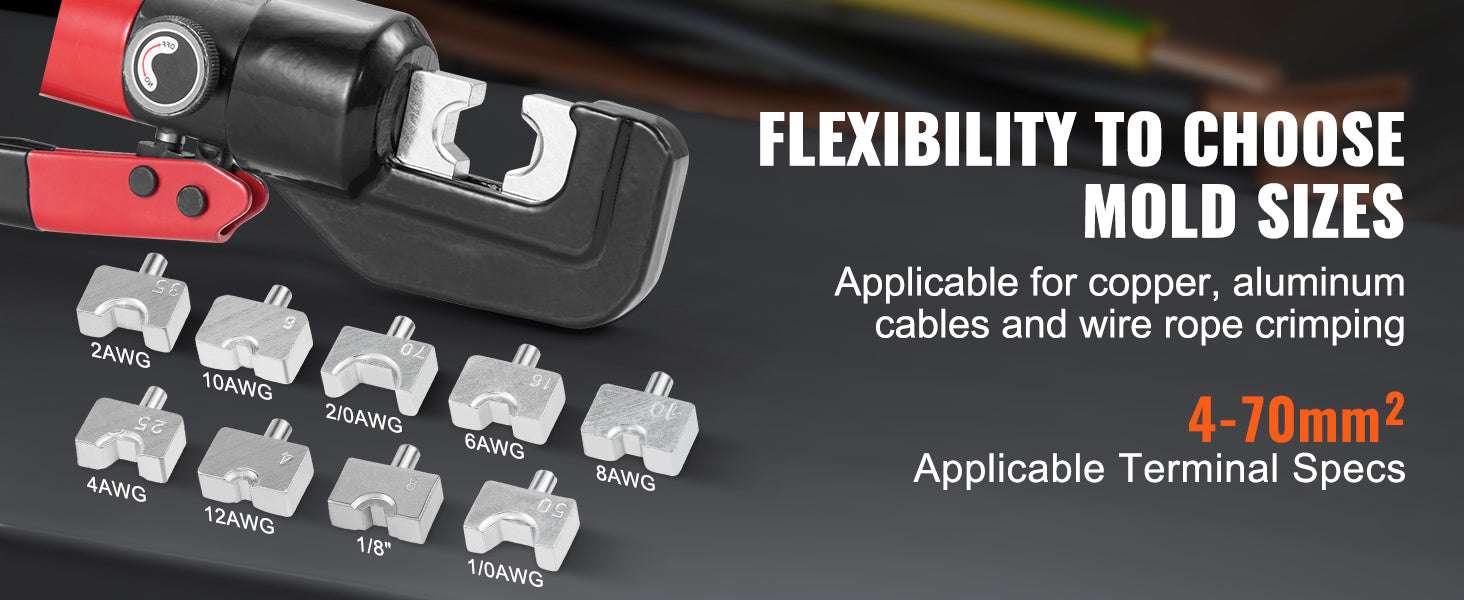 Hydraulic Cable Crimping Tool AWG12-2/0 with 9 Dies & Cutter Kit - Image 9