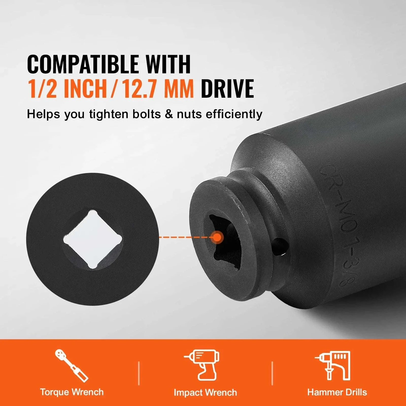 1/2" Drive Axle Nut Impact Socket Set 8-Piece Metric 12-Point - Image 3