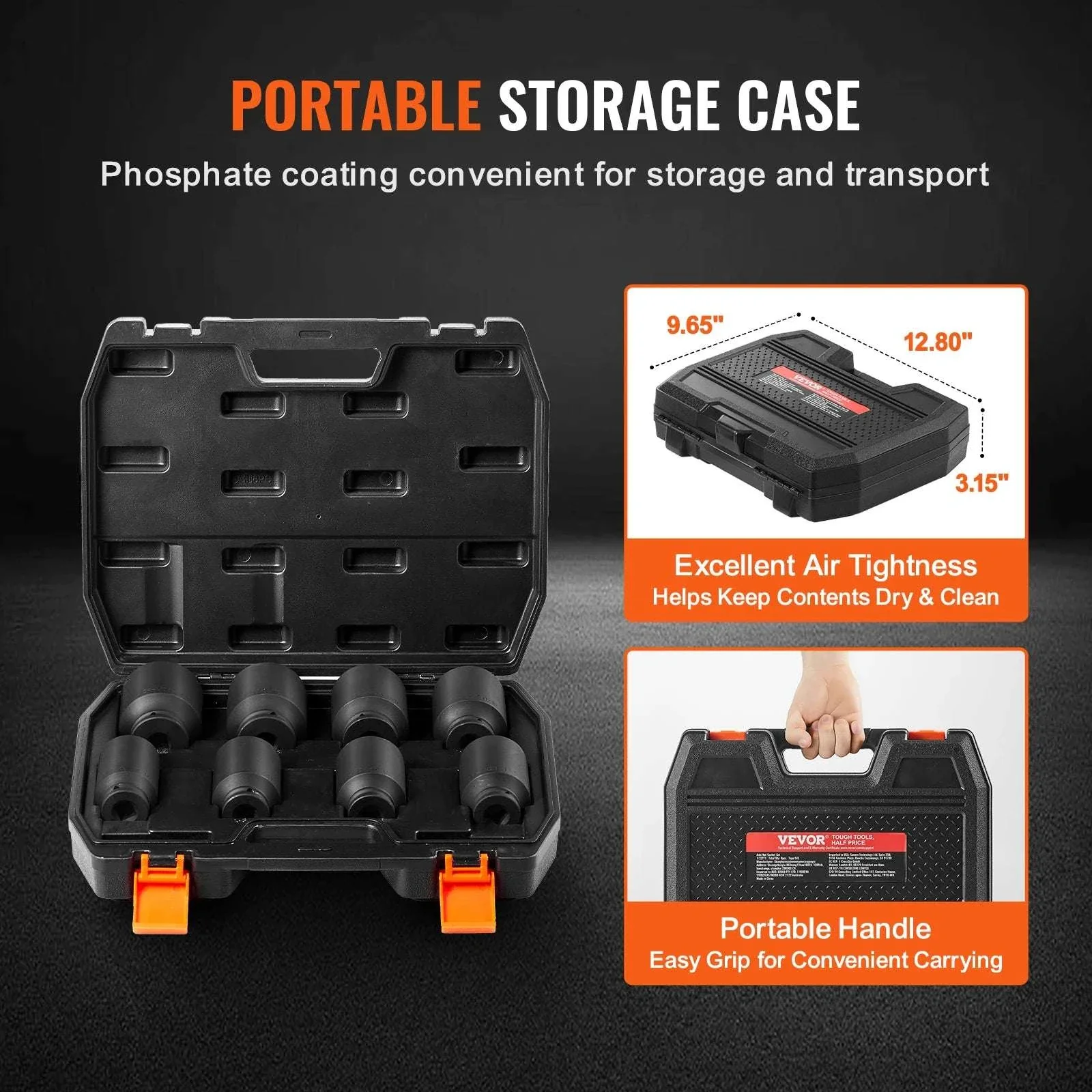 1/2" Drive Axle Nut Impact Socket Set 8-Piece Metric 12-Point - Image 6