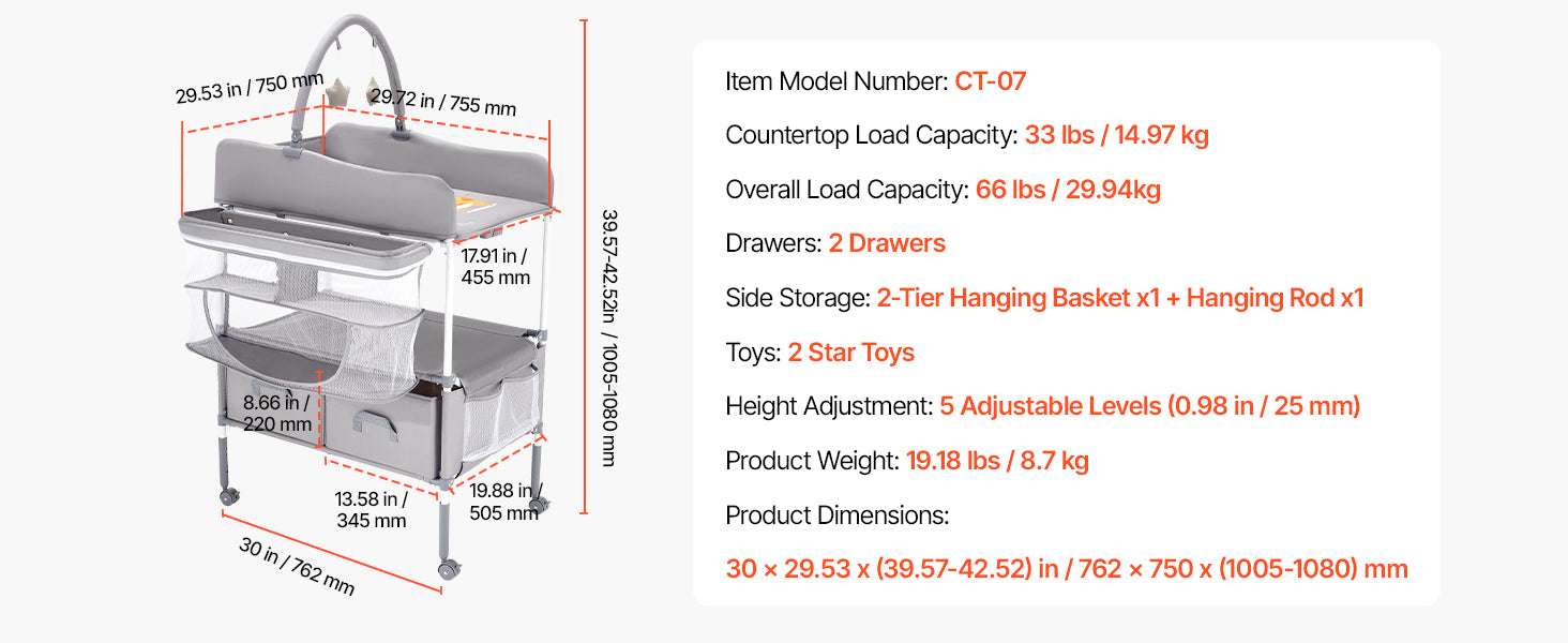 Foldable Baby Changing Table with Adjustable Height & Storage - Image 13