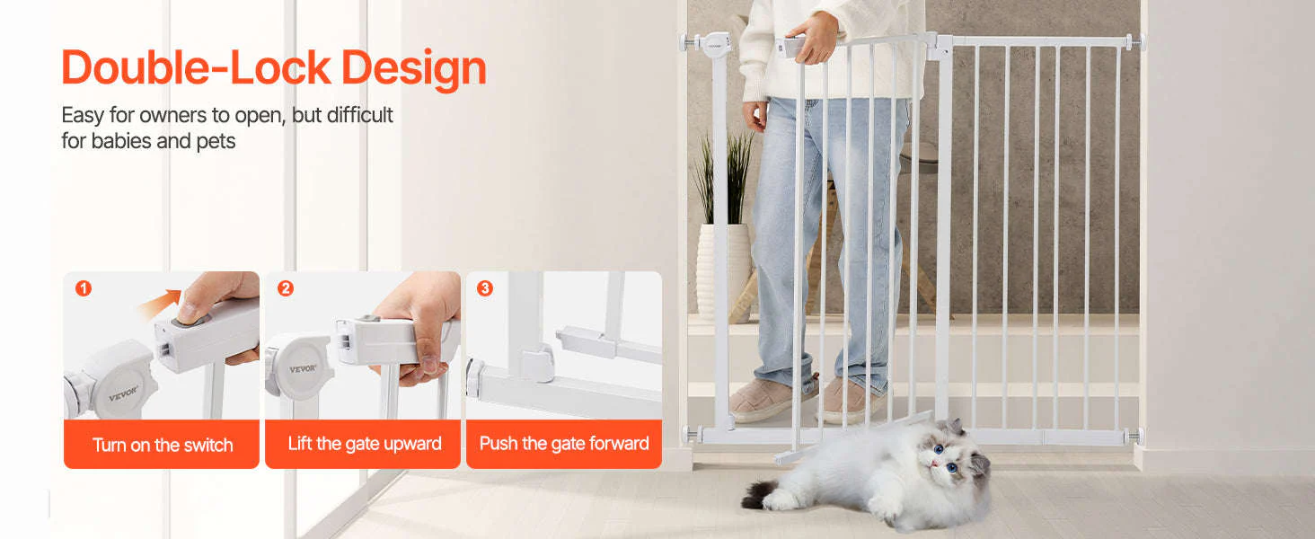 Pressure Mount Baby Gate 28–36 Inches Tall, No-Drill Safety - Image 10