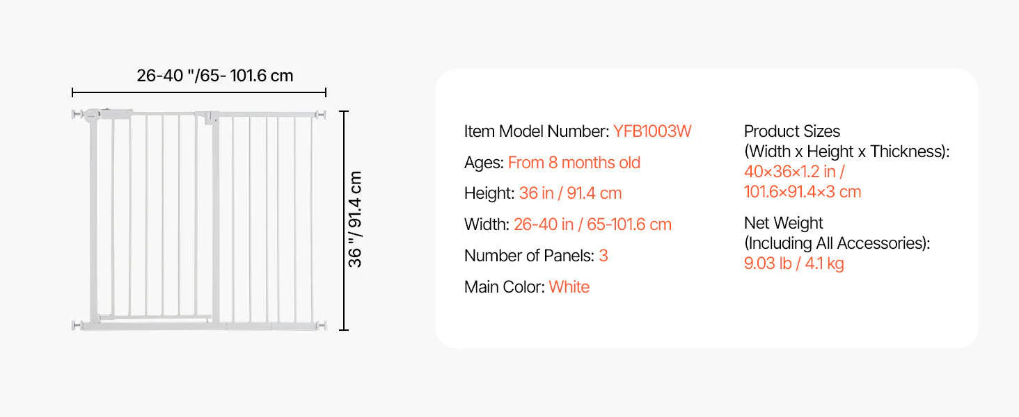Pressure Mount Baby Gate 28–36 Inches Tall, No-Drill Safety - Image 24
