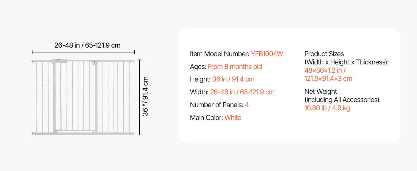 Pressure Mount Baby Gate 28–36 Inches Tall, No-Drill Safety - Image 25
