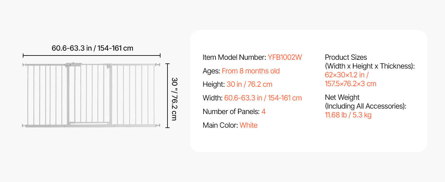 Pressure Mount Baby Gate 28–36 Inches Tall, No-Drill Safety - Image 26