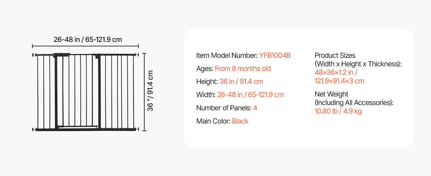 Pressure Mount Baby Gate 28–36 Inches Tall, No-Drill Safety - Image 29