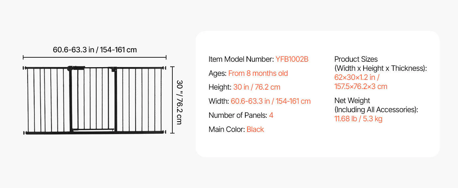 Pressure Mount Baby Gate 28–36 Inches Tall, No-Drill Safety - Image 30