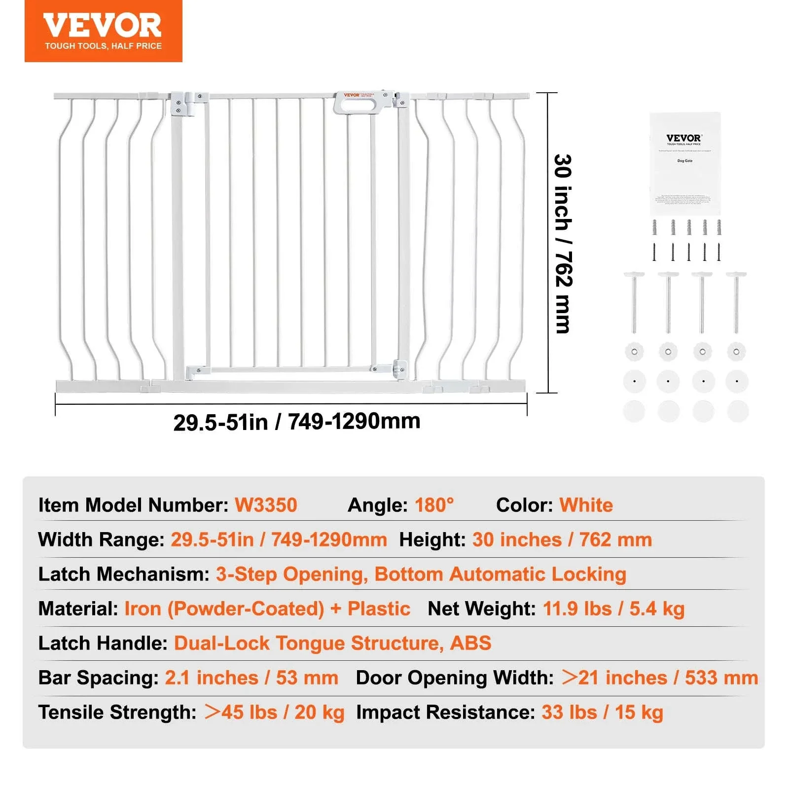Pressure Mount Baby Gate 28–36 Inches Tall, No-Drill Safety - Image 32