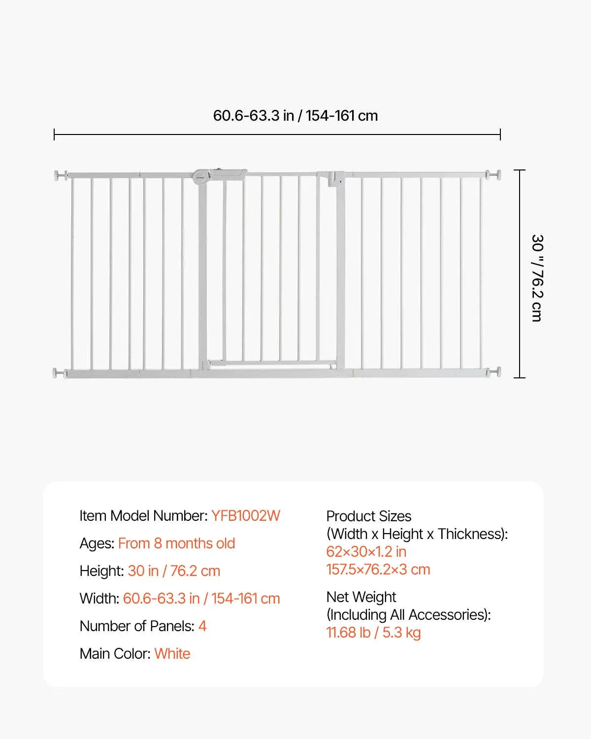 Pressure Mount Baby Gate 28–36 Inches Tall, No-Drill Safety - Image 34