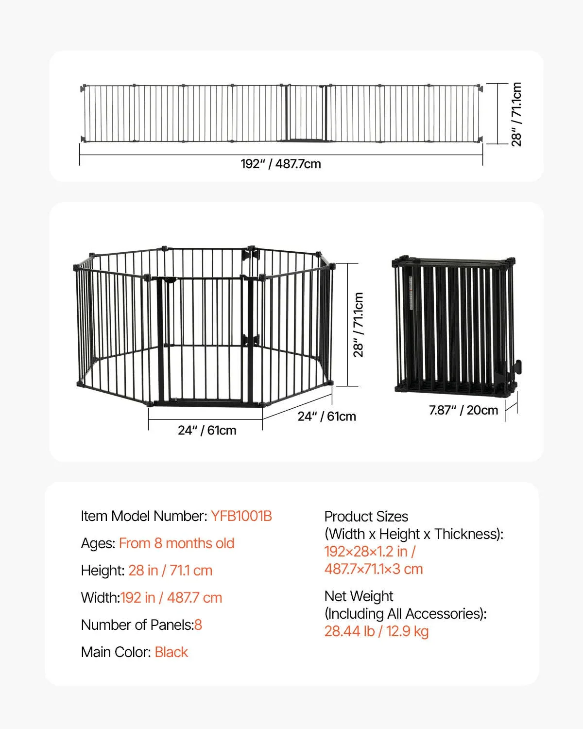 Pressure Mount Baby Gate 28–36 Inches Tall, No-Drill Safety - Image 36