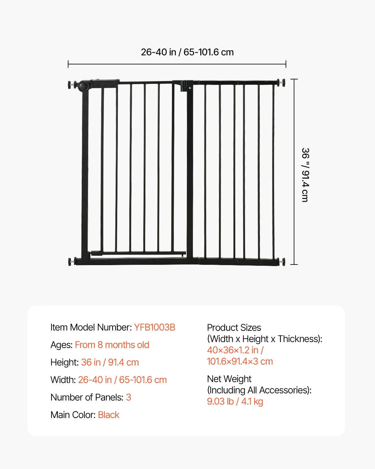 Pressure Mount Baby Gate 28–36 Inches Tall, No-Drill Safety - Image 37