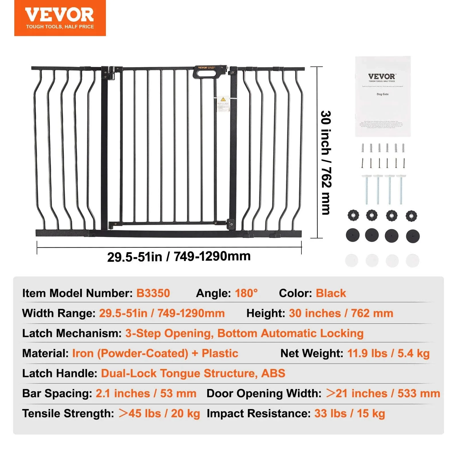 Pressure Mount Baby Gate 28–36 Inches Tall, No-Drill Safety - Image 38