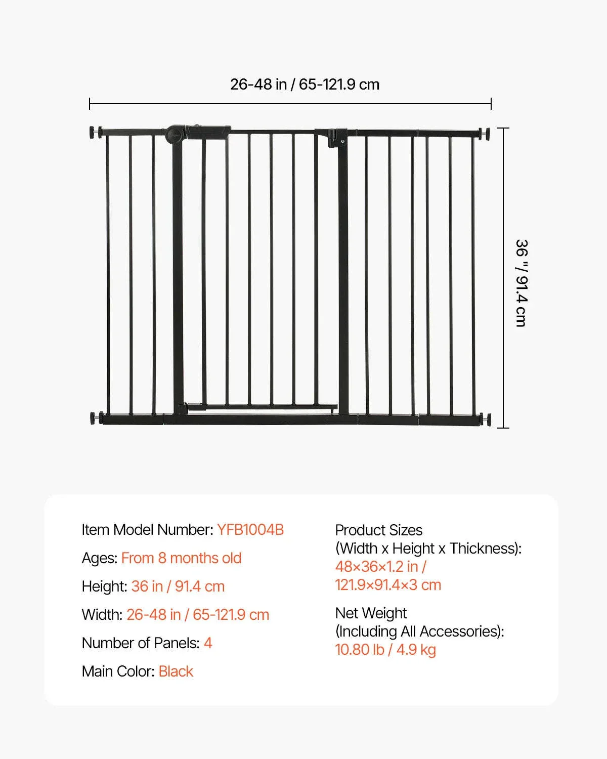 Pressure Mount Baby Gate 28–36 Inches Tall, No-Drill Safety - Image 39