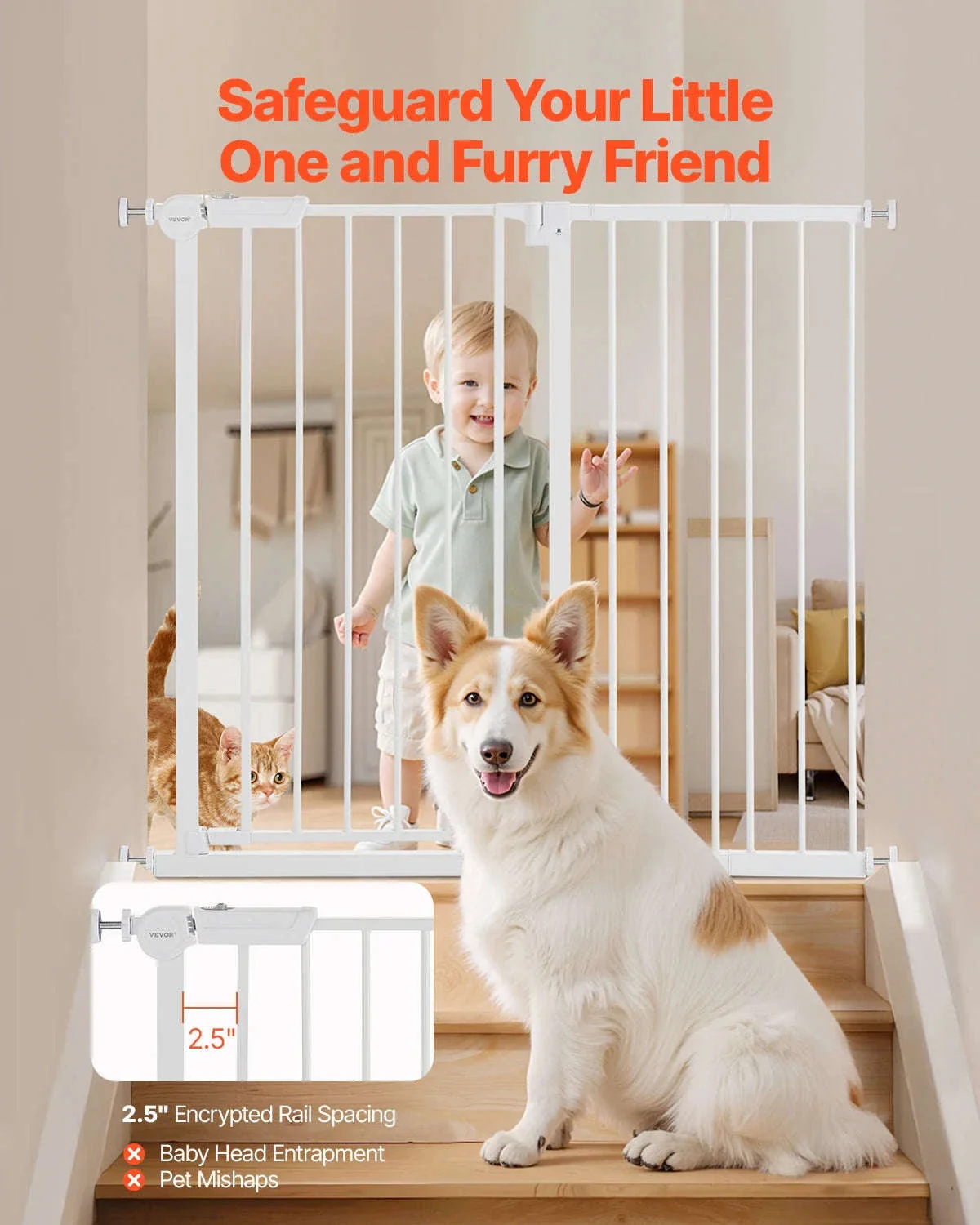 Pressure Mount Baby Gate 28–36 Inches Tall, No-Drill Safety - Image 4
