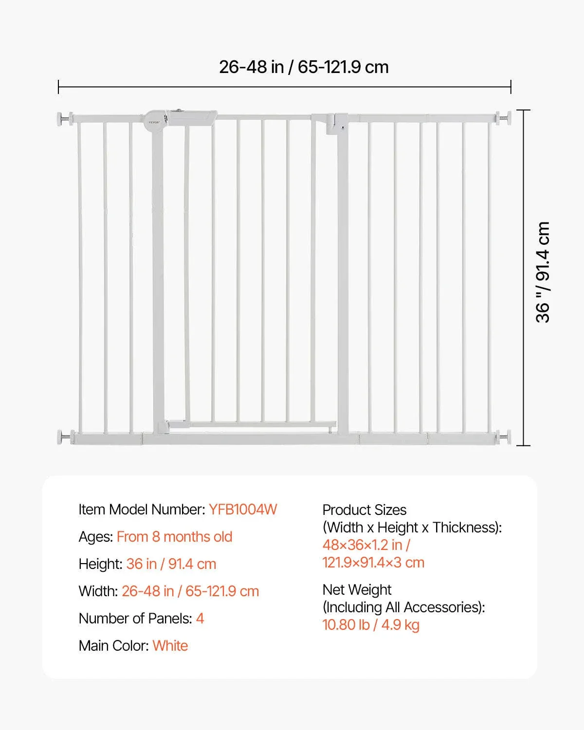 Pressure Mount Baby Gate 28–36 Inches Tall, No-Drill Safety - Image 40