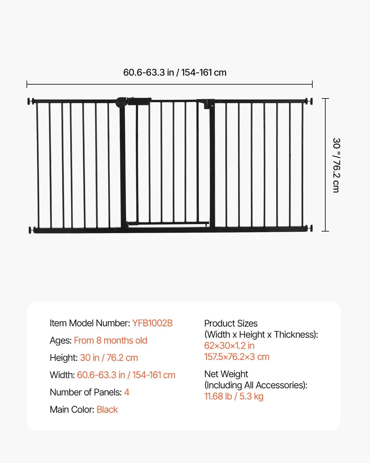 Pressure Mount Baby Gate 28–36 Inches Tall, No-Drill Safety - Image 41