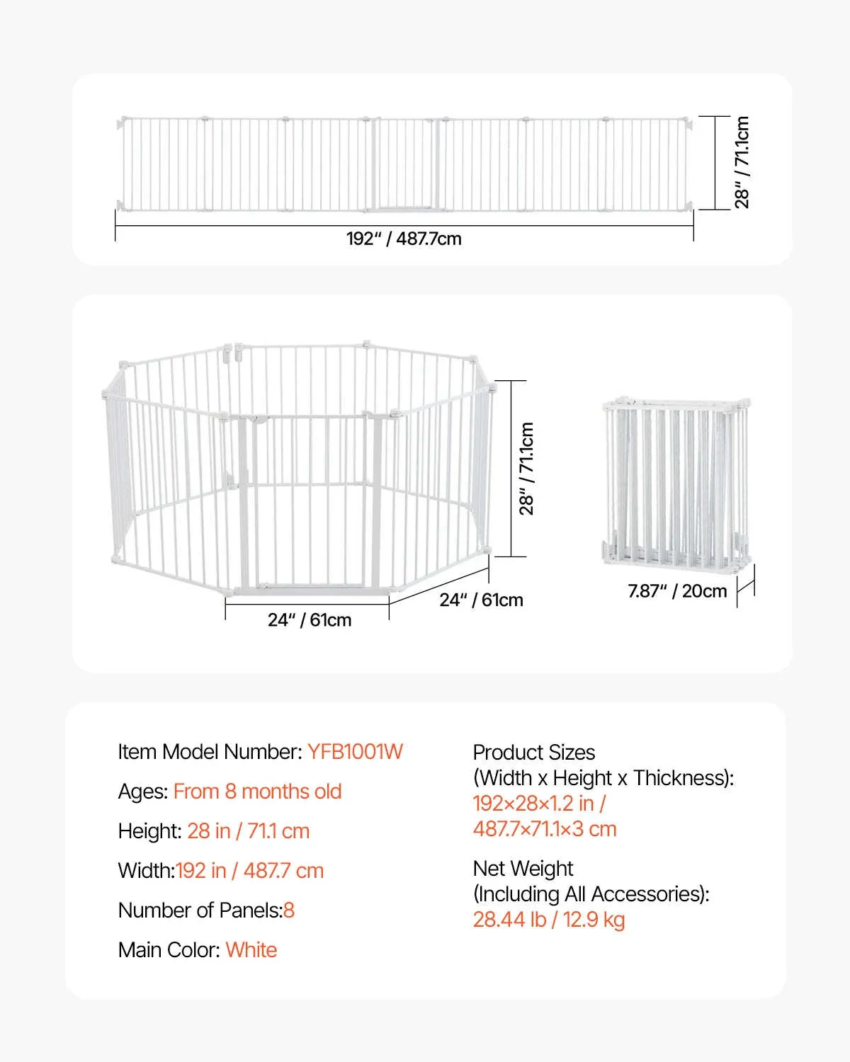 Pressure Mount Baby Gate 28–36 Inches Tall, No-Drill Safety - Image 43