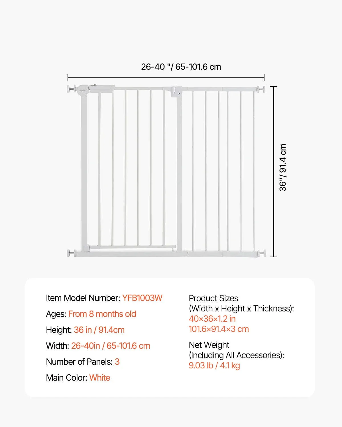Pressure Mount Baby Gate 28–36 Inches Tall, No-Drill Safety - Image 44