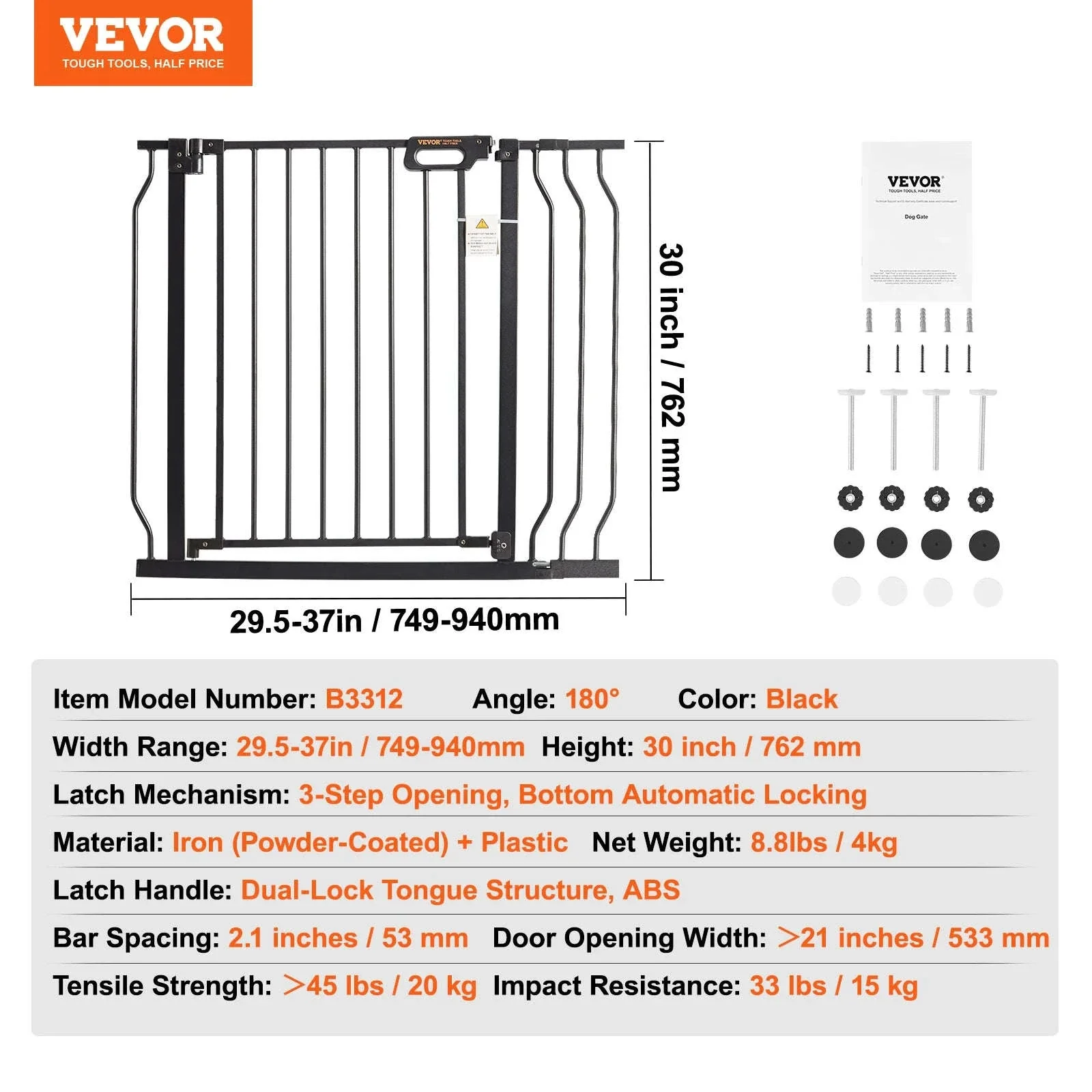 Pressure Mount Baby Gate 28–36 Inches Tall, No-Drill Safety - Image 45