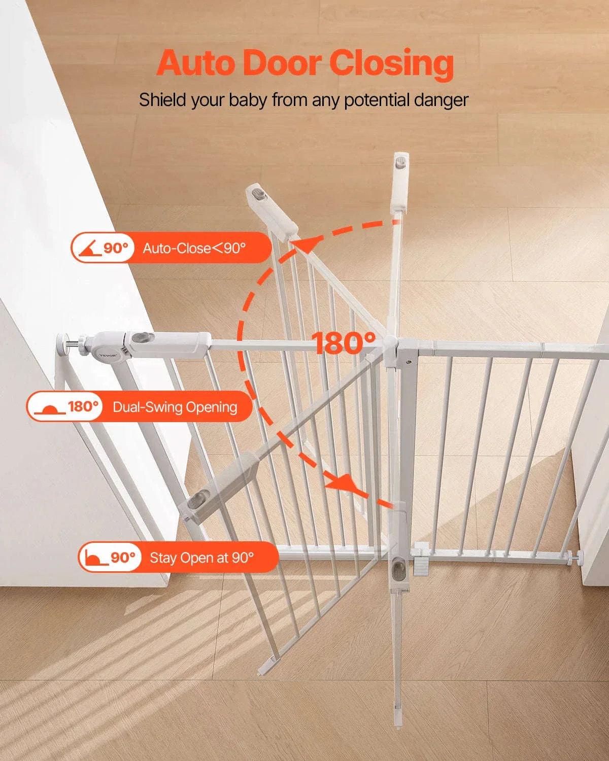 Pressure Mount Baby Gate 28–36 Inches Tall, No-Drill Safety - Image 5