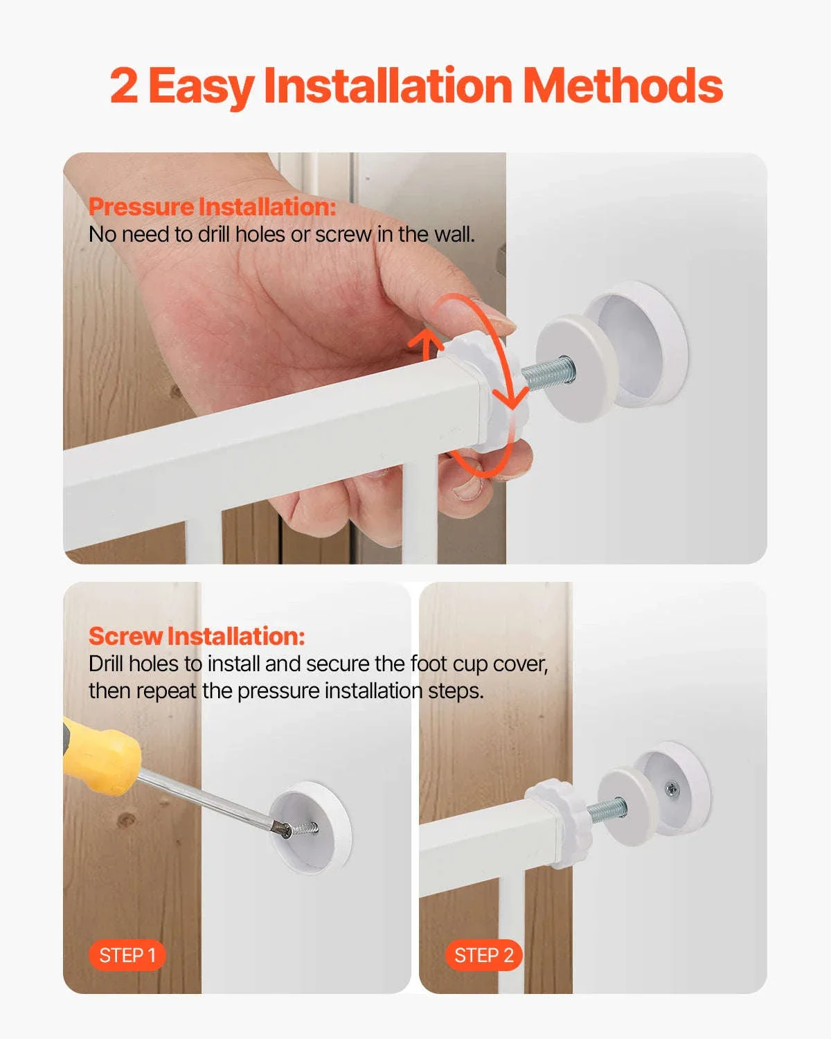 Pressure Mount Baby Gate 28–36 Inches Tall, No-Drill Safety - Image 6