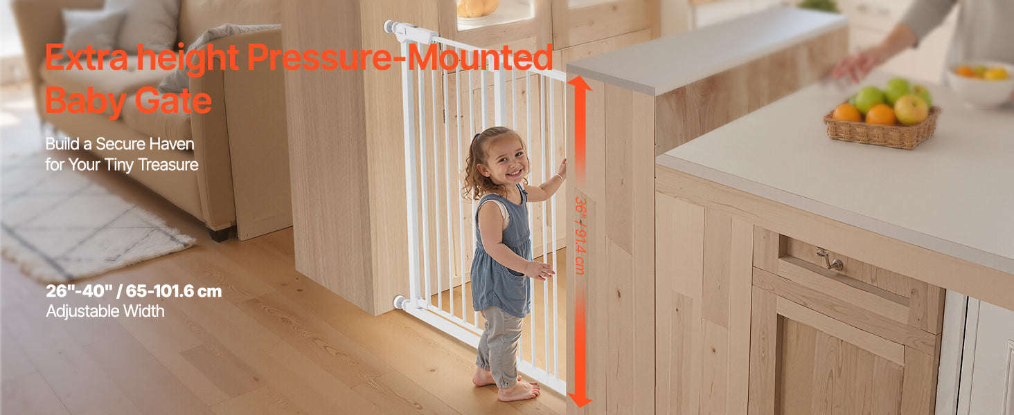 Pressure Mount Baby Gate 28–36 Inches Tall, No-Drill Safety - Image 8