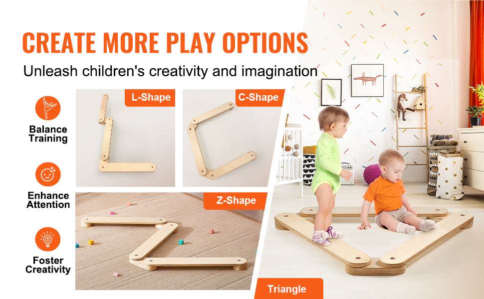 Wooden Kids Balance Beam Set for Indoor & Outdoor Play - Image 11