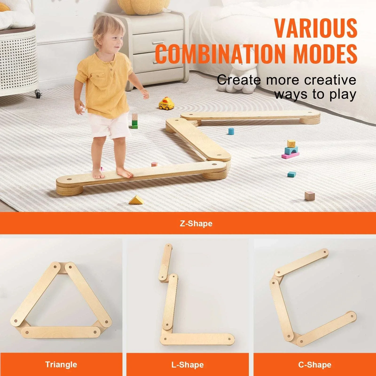 Wooden Kids Balance Beam Set for Indoor & Outdoor Play - Image 6