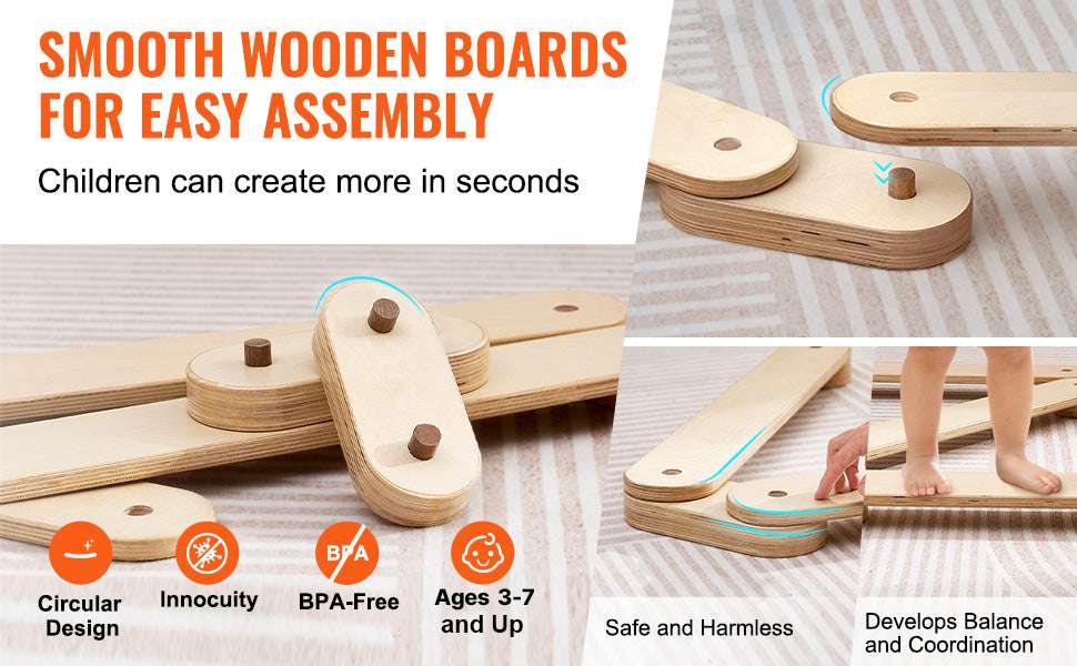 Wooden Kids Balance Beam Set for Indoor & Outdoor Play - Image 9